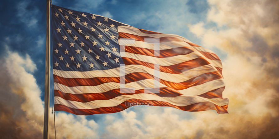 A Painting of the Flag of the United States of America