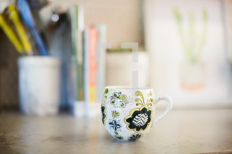 a coffee mug on a countertop 