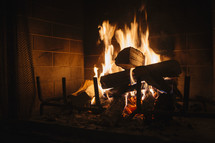 flames in a hearth 