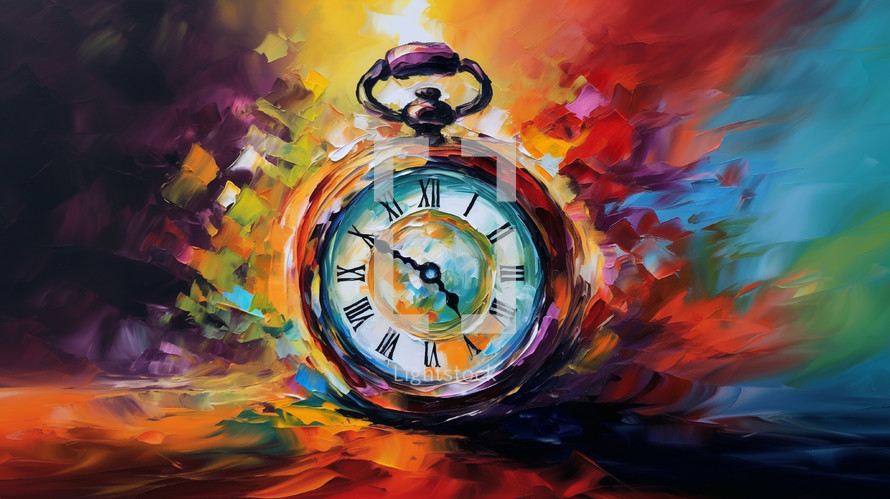 Abstract colorful pocket watch time concept. 