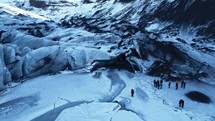 People Visiting The Glacier In Iceland