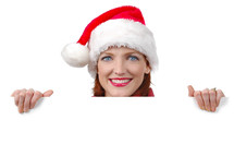 woman wearing a santa hat 
