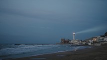 Lighthouse tower on the coastline