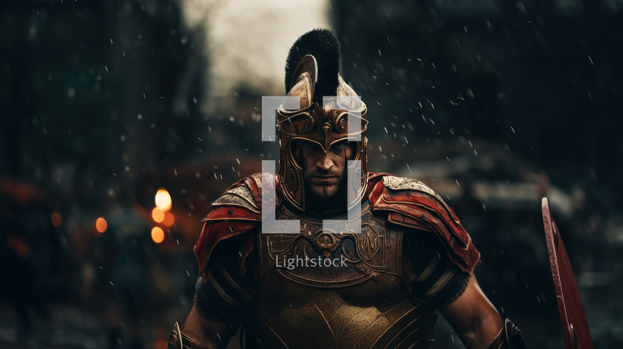 Portrait of a Roman centurion in the battlefield.