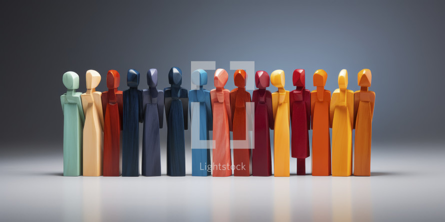Diversity and inclusion concept. Silhouette figures of different colors.