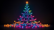 Neon Christmas tree made of lights.