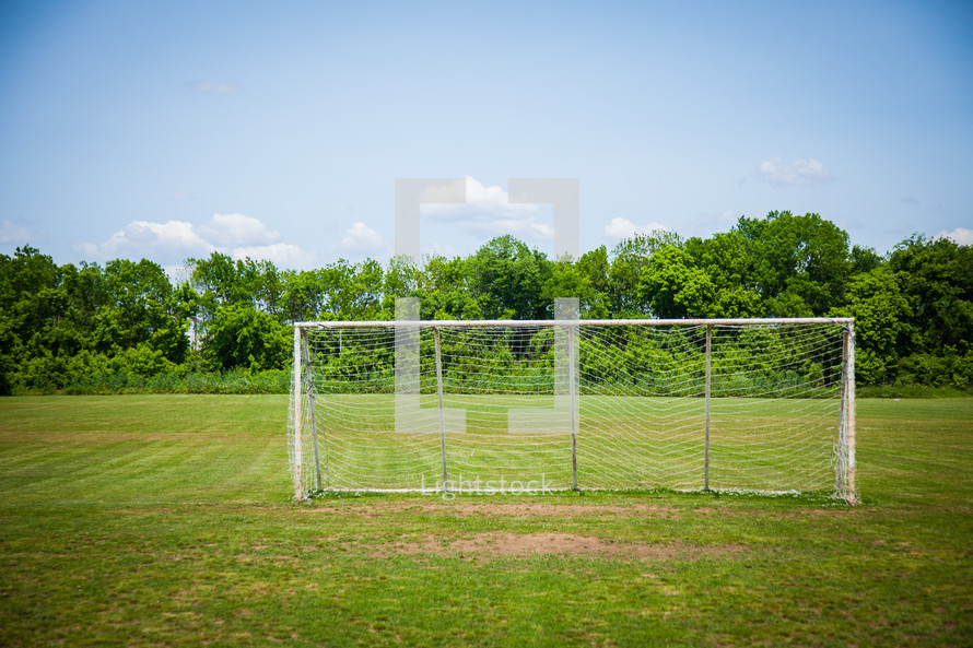 a net on a soccer goal 