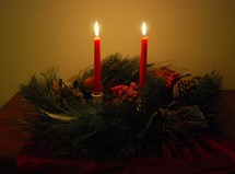 Advent wreath with red candles 