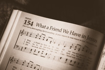 What a friend we have in Jesus hymn in a hymnal 