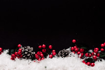 Christmas border on black background 
