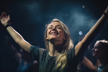 Digital art piece of a young woman at a worship concert