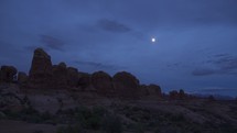 Arches National Park MOAB Utah - Parade of Elephants at Blue Night Moon light