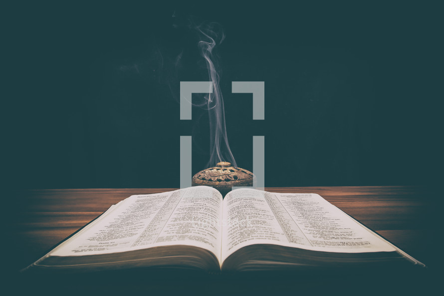 incense and an open Bible 
