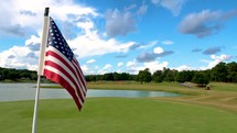 American flag on a golf course 