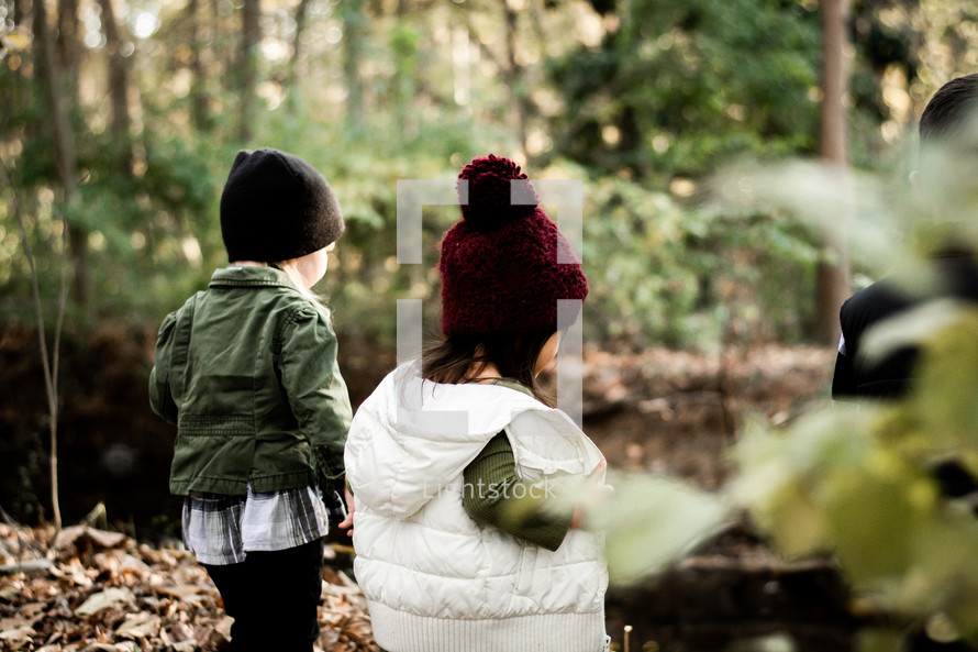 toddlers in a forest 