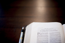 Bible opened to Corinthians 