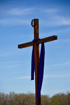 cross with purple shroud 