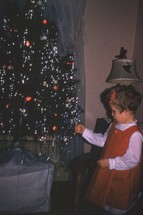 vintage Christmas tree and child 