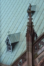 details of a cathedral.
cathedral, old, Gothic, Gothic age, Gothic style, Gothic period, gothically, Europe, sandstone, freestone, brownstone, ogive, pointed arch, tower, exterior, church, roof, steeple, spire, high, copper roof, copper, flying buttresses, tall, slim, slender