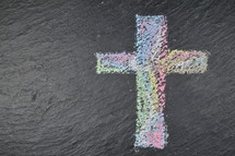 cross in sidewalk chalk 