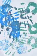 blue and green handprints 