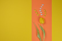 tulip flower on orange and yellow with hearts 