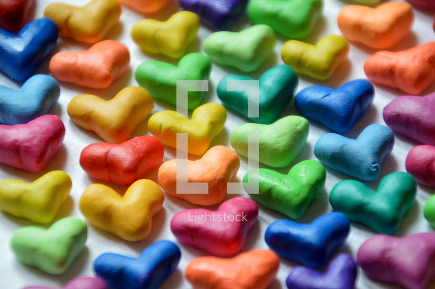 many colorful little hearts