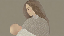 Mother Holding Baby Illustration 