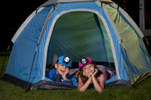 children in a tent