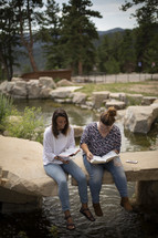 young women reading Bibles 