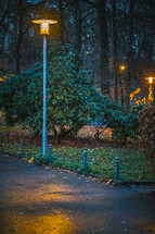 lights along a path outdoors 