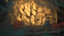 Terrifying Halloween Background With Spider Web