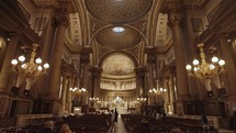 Paris, France -  The majestic domes inside La Madeleine Church, built in early 19th century in neoclassical style of a Roman temple