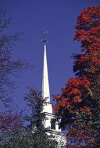 white steeple of a church in Vermont