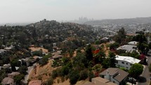 Aerial Shot Over East Los Angeles on a Gloomy Day