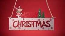 Merry Christmas sign decoration with red background 