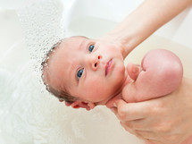 bathing a newborn baby 