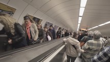 Budapest, Hungary - Super Long Escalator at metro station subway underground Kossuth Lajos tér