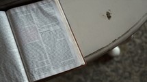 Open Bible on a table 