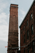 Brick clocktower in the Distillery District in Toronto, Canada.