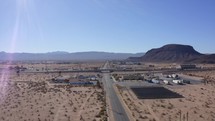 Drone over desert road