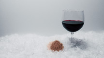 bread and wine on snow 