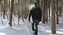 walking a path through snow 
