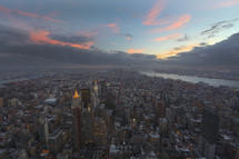 New York City at sunset.