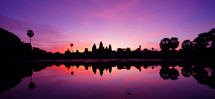 Fuschia sky over Cambodia. Angkor Wat, Sunrise. Dawn.