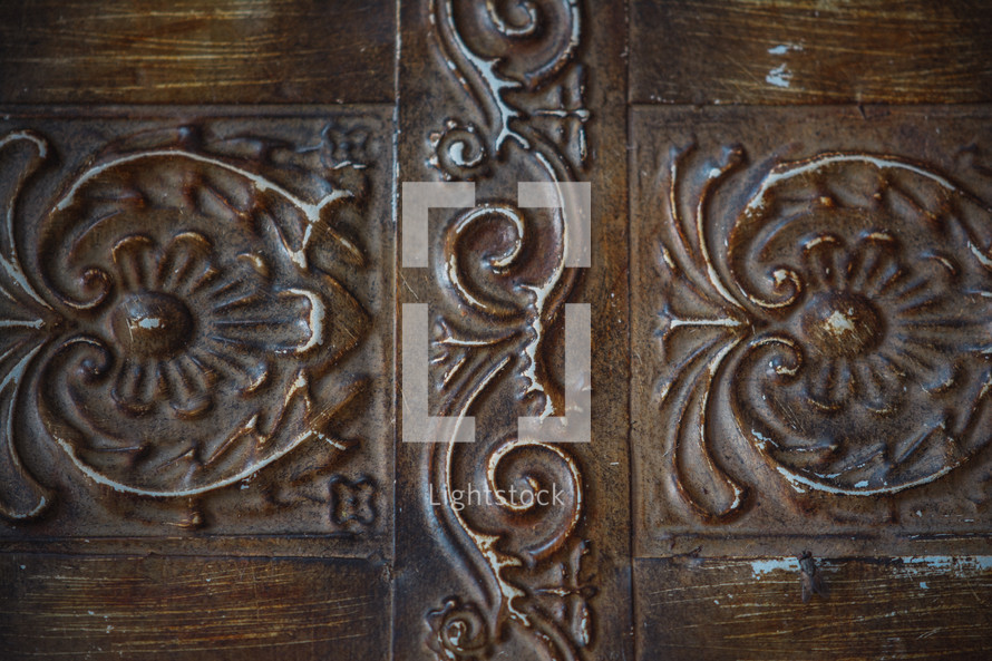 decorative metal on a door 
