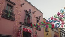 San Miguel de Allende, Mexico - Colorful Papel Picados, Skeletons and Skulls Display The Streets during Day of The Dead Dia de Los Muertos Festival