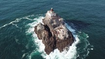 aerial view over a lighthouse 