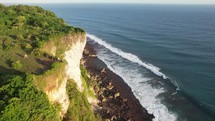 Aerial Karang Boma Cliff Uluwatu Pecatu Bali during Sunset