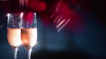 Glasses of Champagne background with effects and copy space